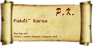 Pakó Karsa névjegykártya